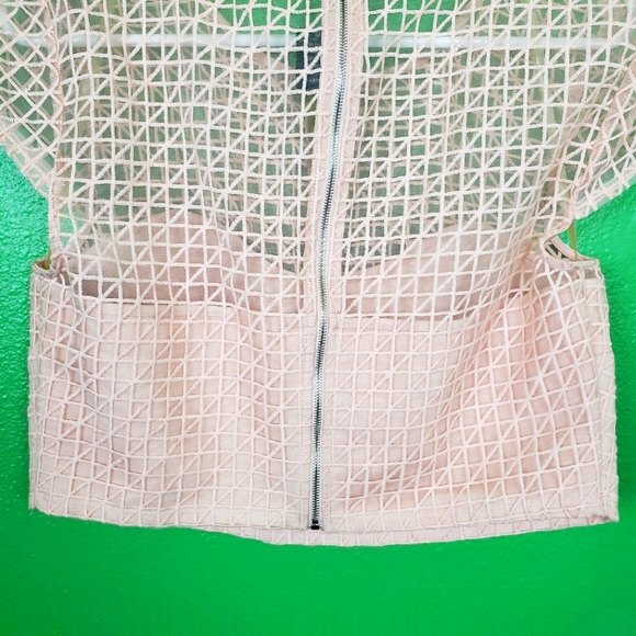 Gianni Bini Pink Sheer Mesh Crop Top Size 12 - Picture 3 of 11